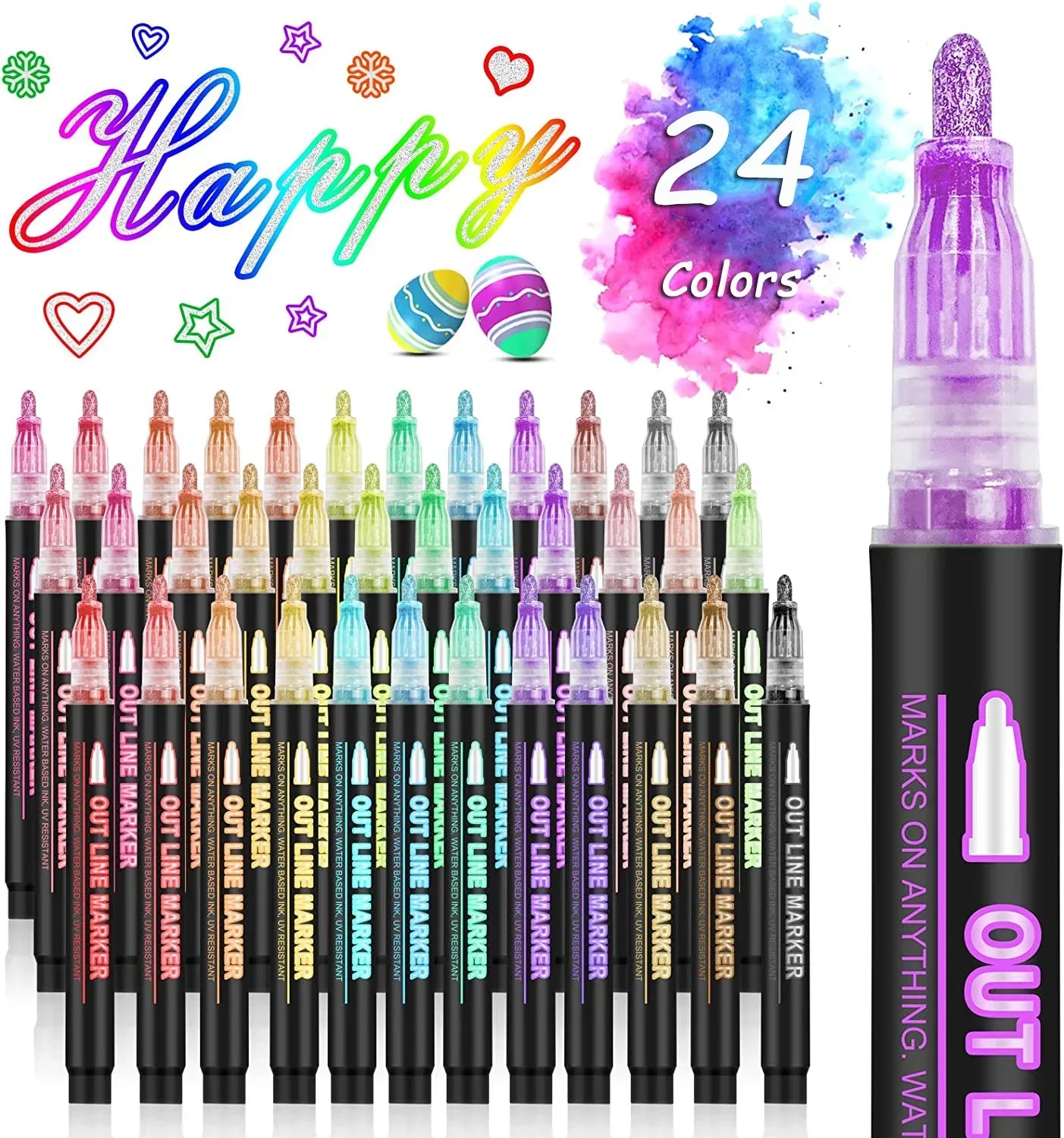 36 Color Double Line Outline Art Pen Marker Pen DIY Graffiti Outline