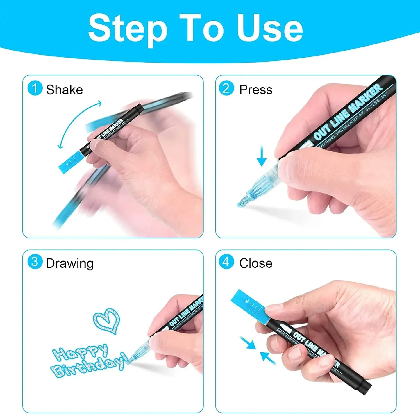 36 Color Double Line Outline Art Pen Marker Pen DIY Graffiti Outline