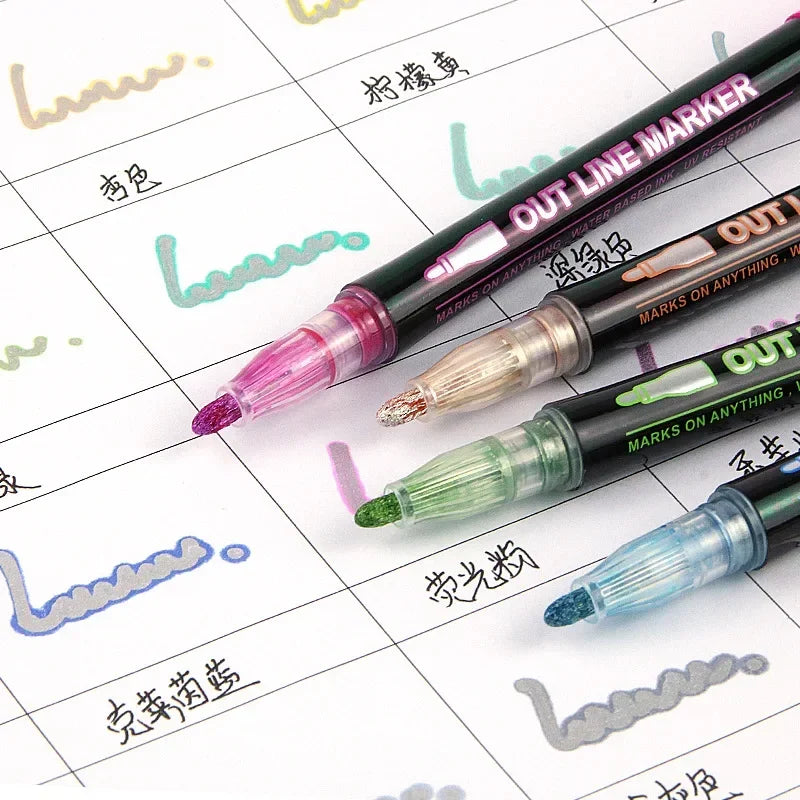 36 Color Double Line Outline Art Pen Marker Pen DIY Graffiti Outline