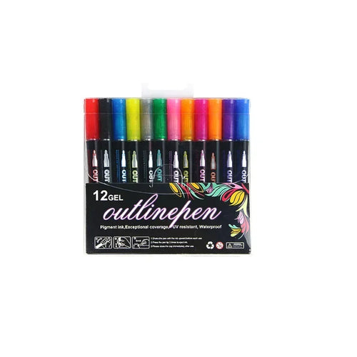 36 Color Double Line Outline Art Pen Marker Pen DIY Graffiti Outline