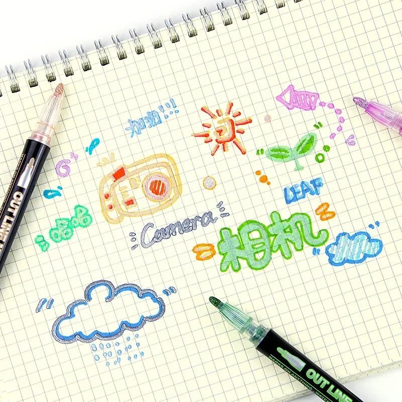 36 Color Double Line Outline Art Pen Marker Pen DIY Graffiti Outline