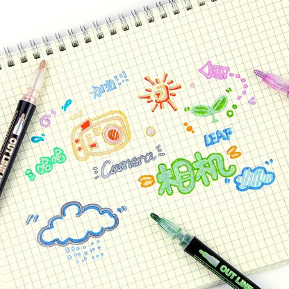 36 Color Double Line Outline Art Pen Marker Pen DIY Graffiti Outline