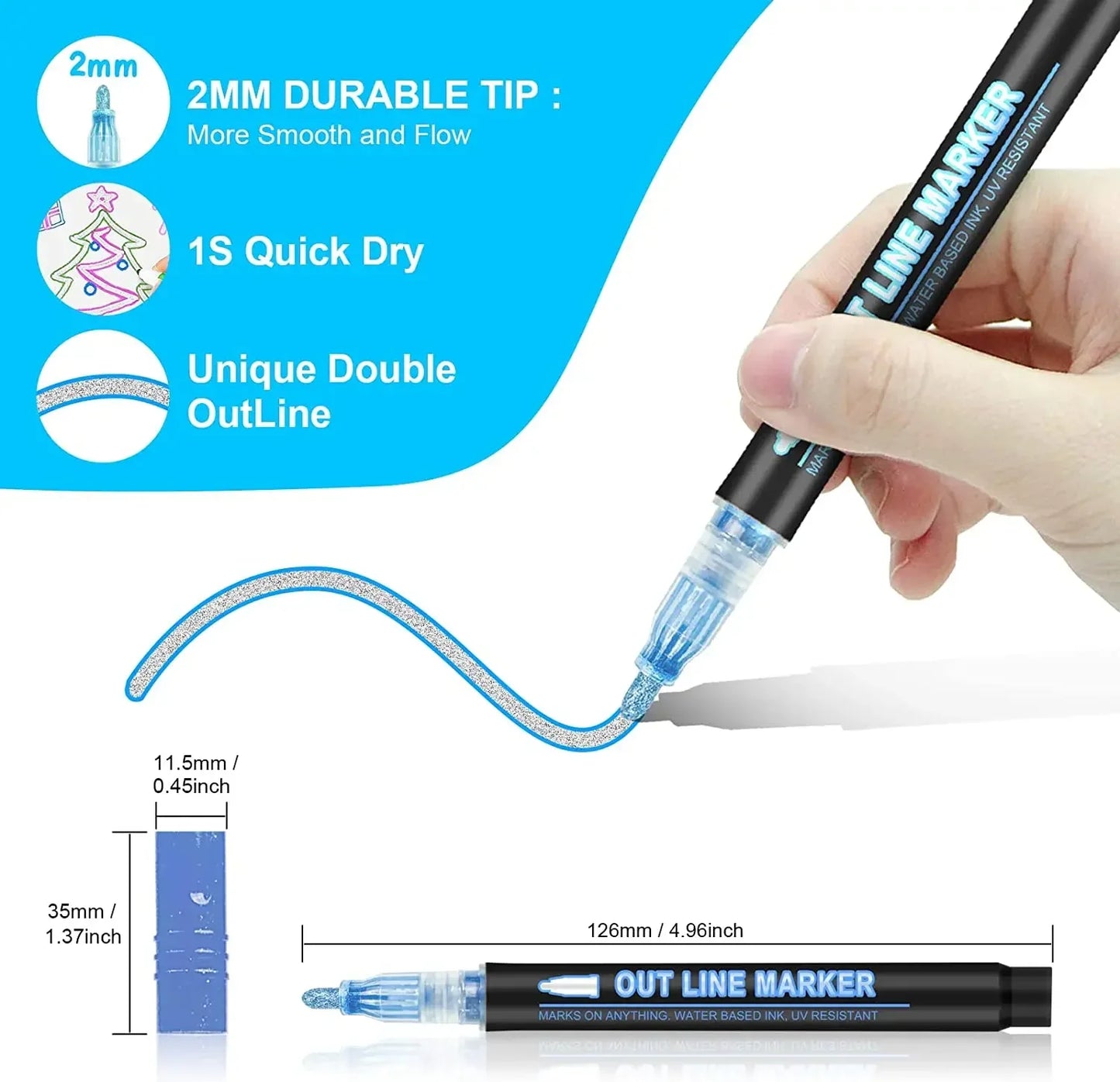 36 Color Double Line Outline Art Pen Marker Pen DIY Graffiti Outline