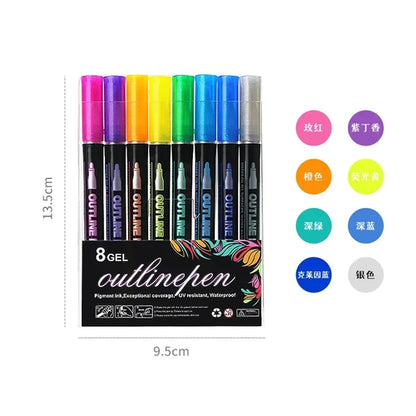 36 Color Double Line Outline Art Pen Marker Pen DIY Graffiti Outline