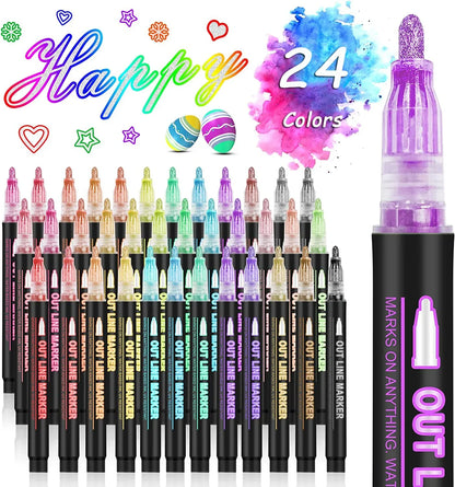 36 Color Double Line Outline Art Pen Marker Pen DIY Graffiti Outline