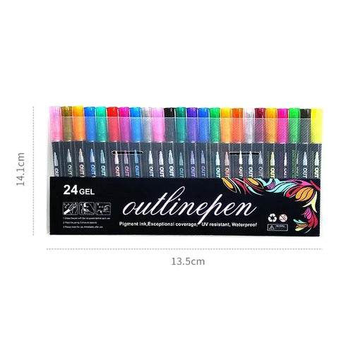36 Color Double Line Outline Art Pen Marker Pen DIY Graffiti Outline